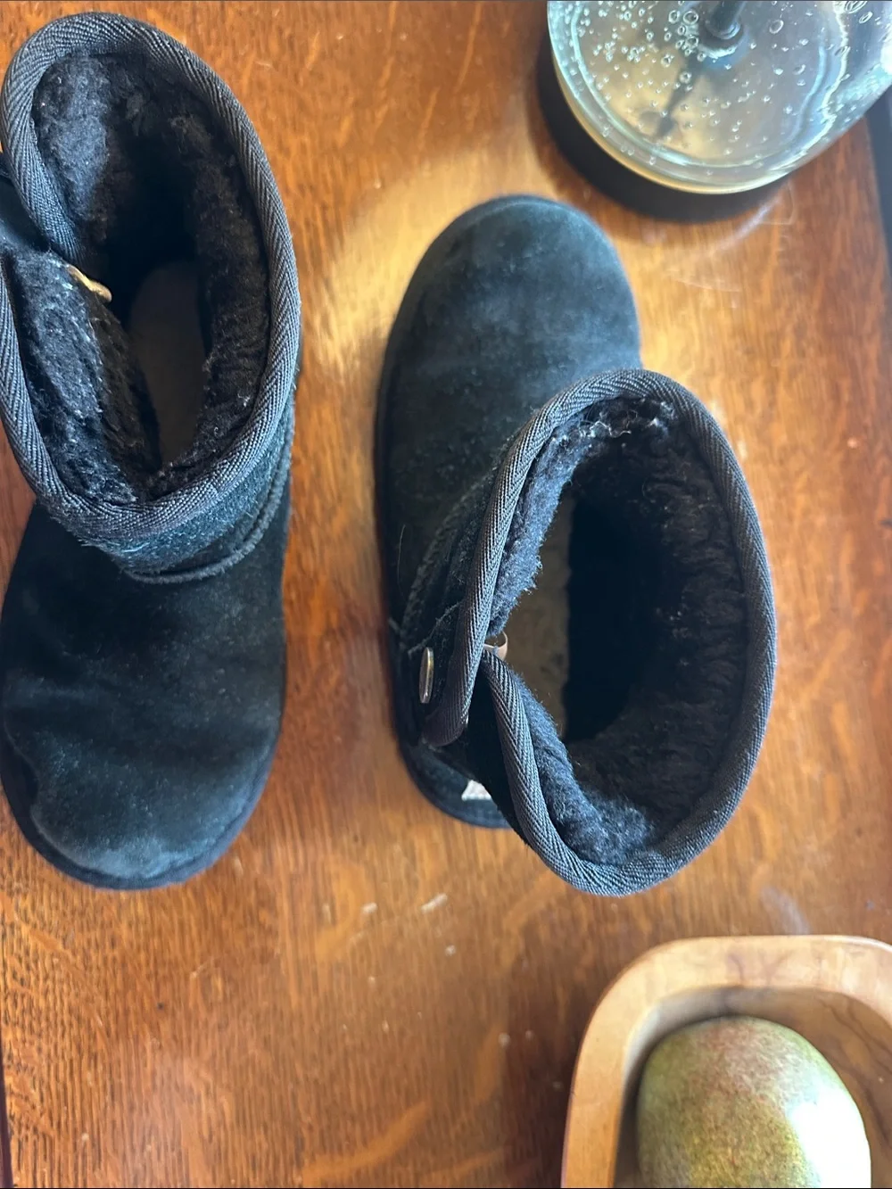 UGG Kids Short Black Suede Button Boot